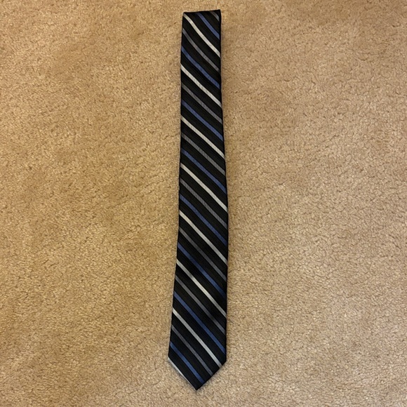 Calvin Klein Kids' Black and Blue Striped Tie - Picture 1 of 2
